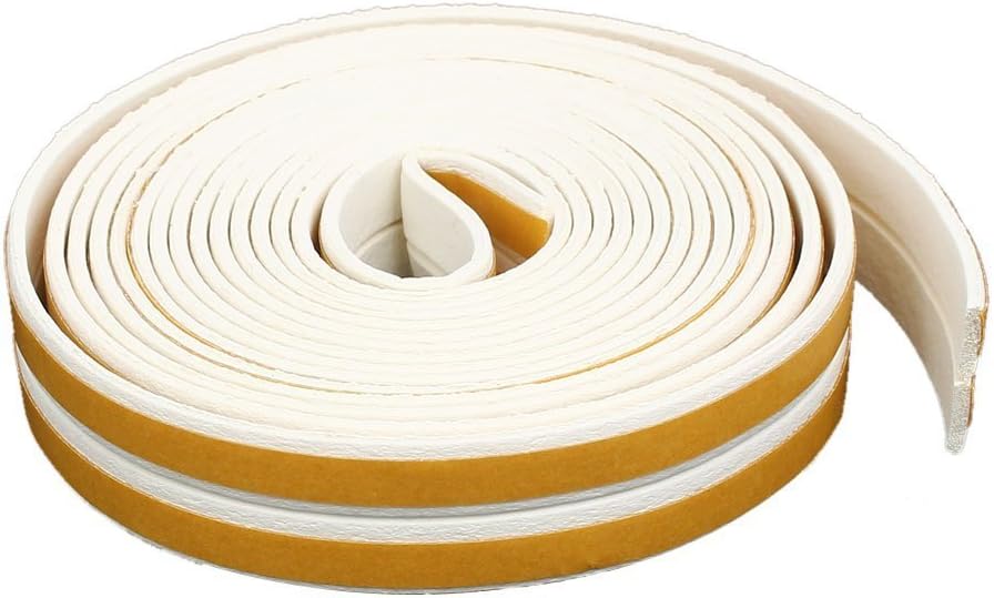 Bettli Self-Adhesive EPDM Doors and Windows Draught Excluder Foam Seal Strip Soundproofing Collision Avoidance Rubber Weatherstrip, 3/8-Inch x 3/32-Inch x 10-Feet (I Type, White)