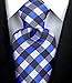 Scott Allan Collection Blue & Black Gingham Plaid Ties for Men - Woven Striped Necktie - Blue and Black Wedding Ties for Groom