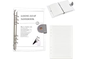 AHANDMAKER A5 6-Ring Binder Notebook Cover, Clear PVC File Folder with Snap Button Closure Refillable Loose Leaf Sheet Protec