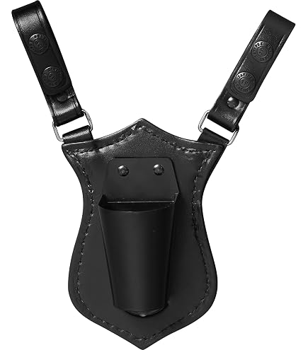 Belt Mount Black Leather Flag Carrier Slide On Belt Design with Secure Snap