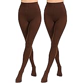 Paralinda 2 Pairs Women's Solid Color Tights 80D, Soft Opaque Microfiber Tights