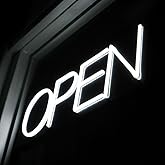 Ultra Bright LED Neon Open Sign - 22 Inch Electric Light Up Sign for Business Storefront Window Glass Door Retail Shop Store Bar Salon Restaurant, White