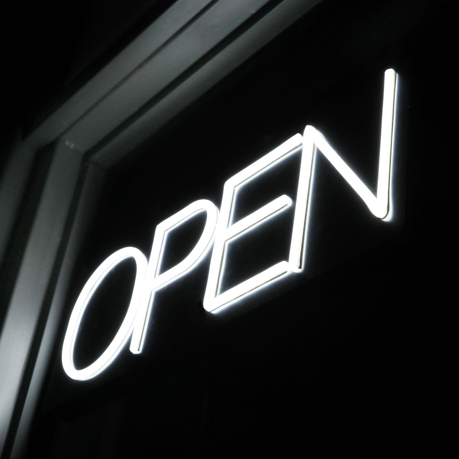 Photo 1 of Open Signs for Business 12V/2A Ultra Bright LED Neon Open Sign 22 Inch Lighted Open Sign Electric Light Up Open Sign for Business Storefront Window Glass Door Retail Shop Store Bar Salon Restaurant,White