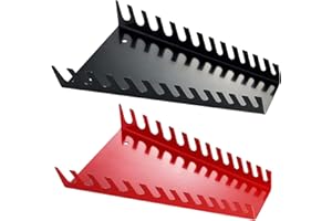 Reniteco 26 Slots Metal Wrench Organizer, Wrench Holder Tray Set, Wall-Mounted Tool Organizer Wrench Holder for Wrench Storage(1Red&1Black)