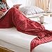 Feiuruhf Mermaid Tail Blanket for Adults Teens Kids Crochet Snuggle Mermaid All Seasons Sleeping Blanket (red)