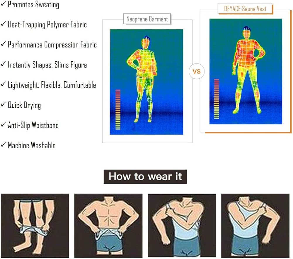 DEYACE Sauna Vest for Men, Men Tank Top Weight Loss, Compression Shirts for Men Slimming Body Shaper, Heat Trapping Vest: Clothing