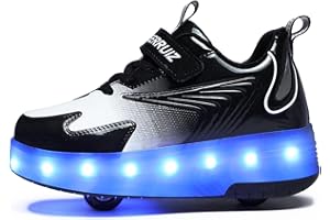Ulinlo pouly Kids LED Roller Skate Shoes with Double Wheels Rechargeable Retractable Wheels Light Up Sneakers for Christmas Birthday Gifts