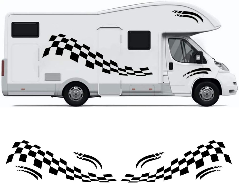 ZYHZJC Racing Motorhome Decals Van Horsebox Caravan Car Body Decor Stickers Graphic Vinyl Stripe