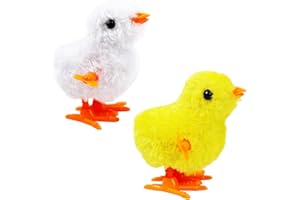 SAURAWAN 2-PCS Chicken Plush Wind Up Toys for Kids and Toddlers 1-3 2-4, Wind Up Easter for Easter Egg Fillers, Goody Bag Stuffer, Birthday Gifts - Soft Kawaii Baby Chick Toys