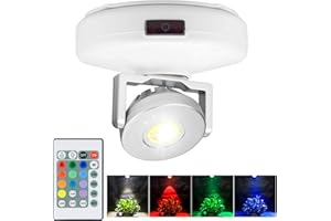 BIGMONAT Battery Operated Spotlight, Wireless LED Accent Lighting for Wall Picture Painting, Color Changing Up Light with Remote and Timer for Artwork Dartboard Plant Tree, Brightness Dimmable