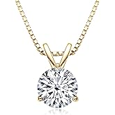 DYUNQ 1-3 CT Moissanite Necklace for Women, Solitaire Lab Imitation Diamond Pendant, 18K White Gold Plated D Color Round Cut 925 Sterling Silver Necklace, GRA Certified, 18+2 inch Box Chain