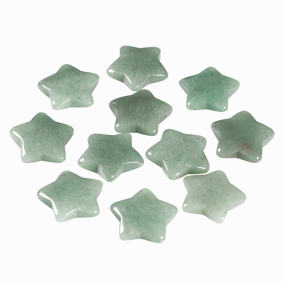 KYEYGWO 1.2" Carved Healing Crystal Star Stone Reiki Tumbled Polished Pocket Palm Worry Stone for Meditation Yoga Energy Balance, Pack of 6 Green Aventurine