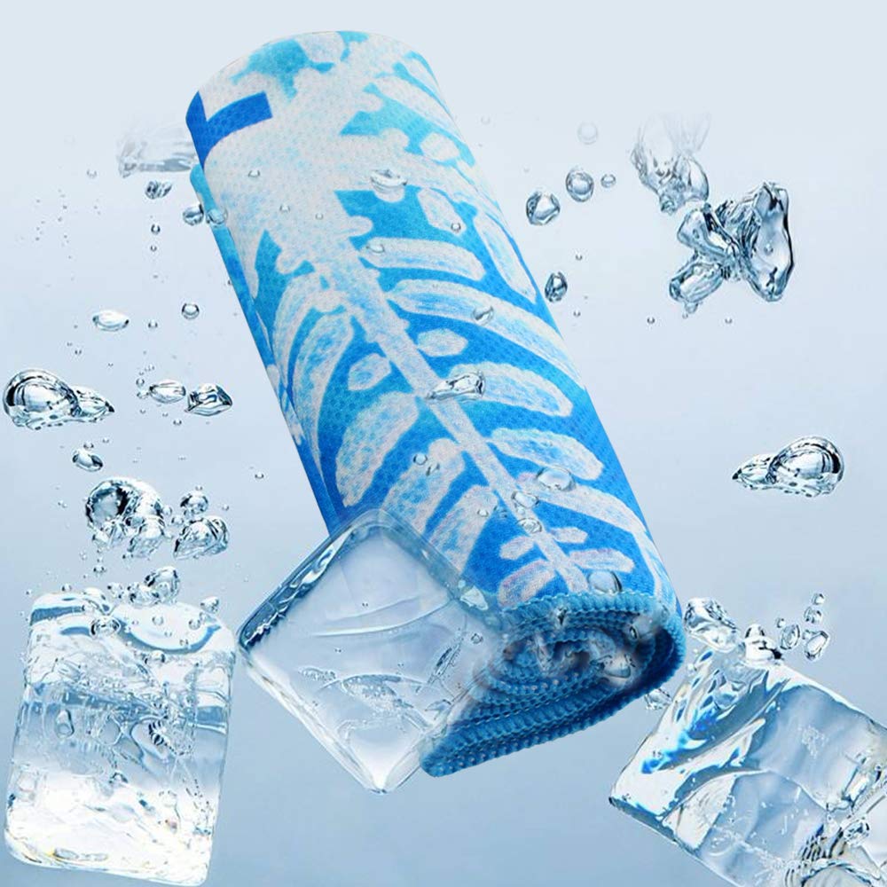 btcus4 Cooling Towel for Instant Relief Ice Cold Quickly Soft Breathable - Sports, Fitness, Yoga (Blue)