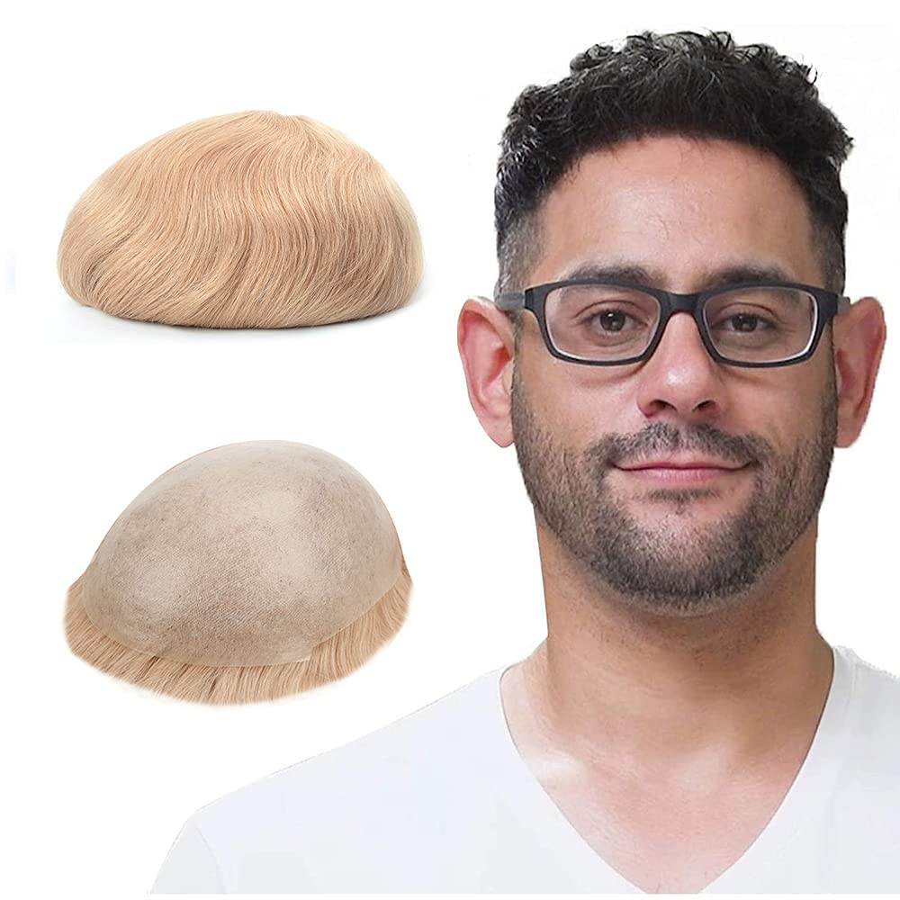 Lordhair Toupee Hairpiece for Men, 0.06mm Thin Skin V-looped Human Hair 8x10 Inch Light Medium Density Hair Replacement System