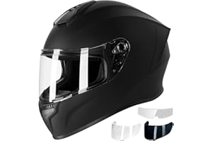 Favoto Full Face Motorcycle Helmet - Dual Visor, Anti-Fog Film Included, DOT Approved Adult Dirt Bike Helmet for Men Women
