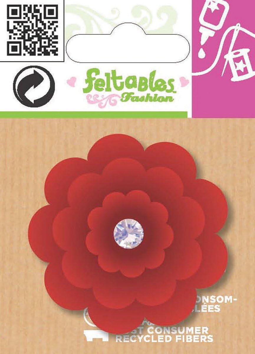 Feltables Micro Layered Embellishments 1/Pkg-Red Round Flower