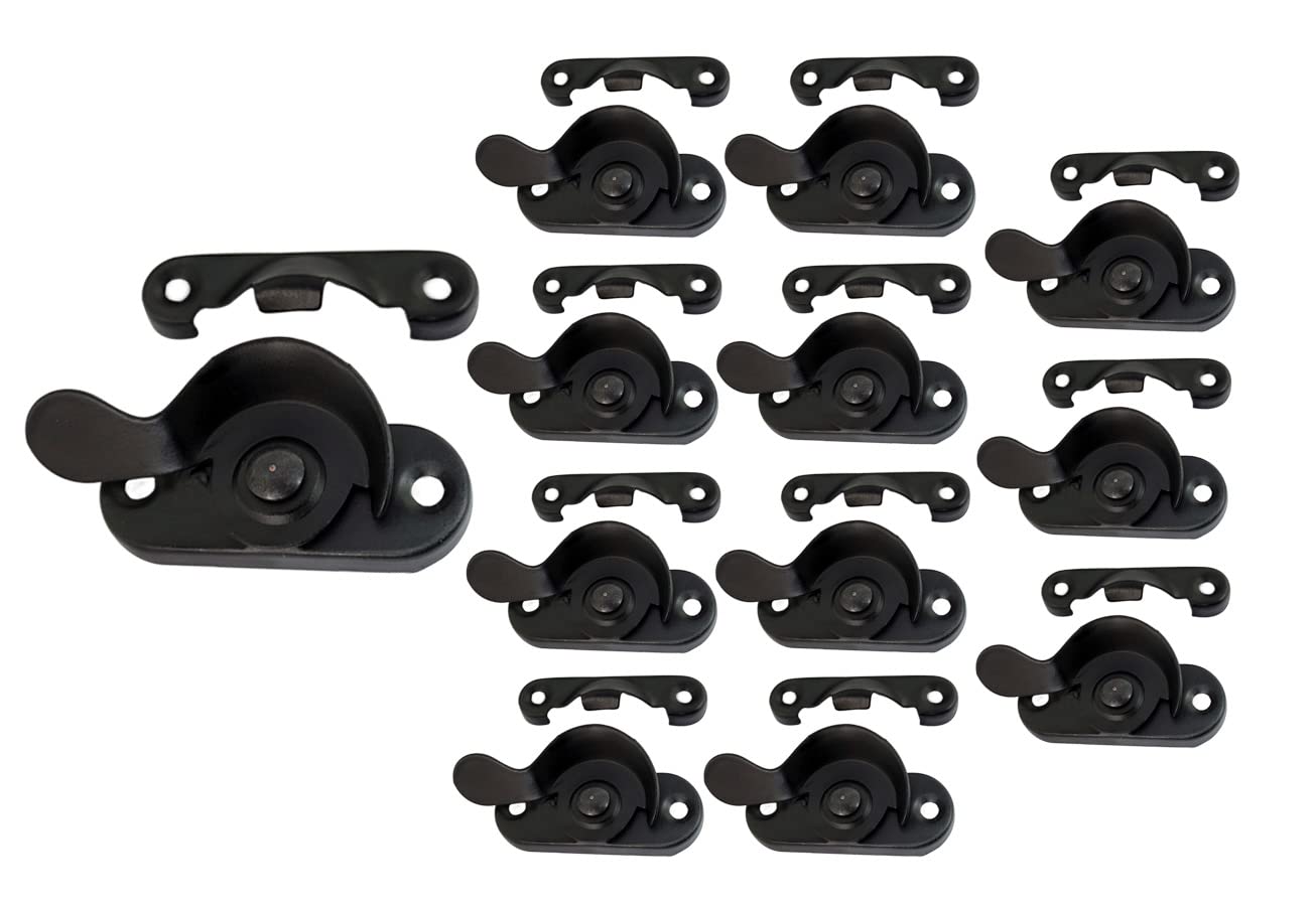 QCAA Steel Window Sash Lock, CTC 2", Matte Black, 12 Pack, Made in Taiwan