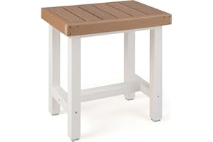 Giantex Waterproof Shower Bench, HDPE Spa Bath Seat for Inside Shower and Shaving Legs, Safety Non-Slip Slatted Seat Footrest