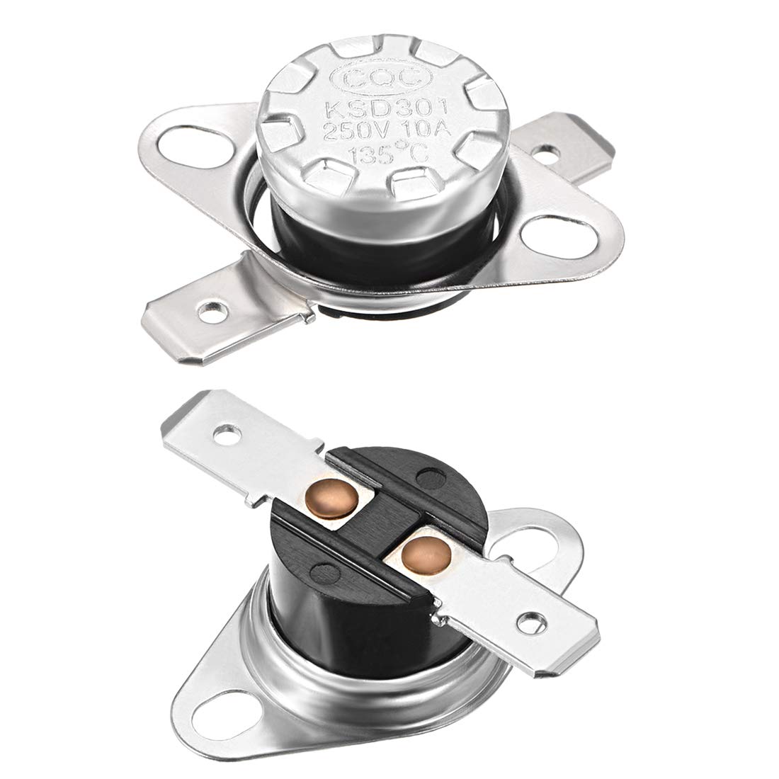 sourcing map KSD301 Thermostat 135°C/275°F 10A Normally Closed N.C Adjust Snap Disc Temperature Switch for Microwave,Oven,Coffee Makers 5pcs,Bakelite Material