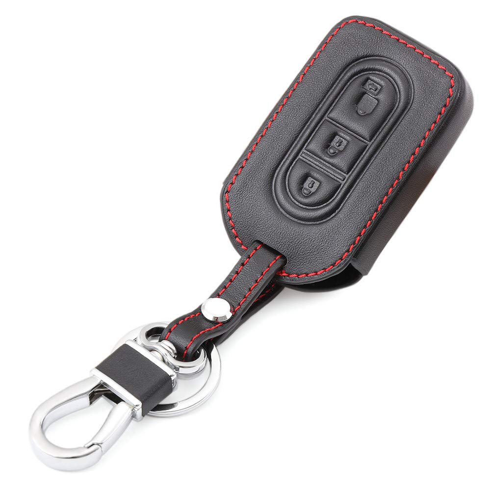 Happyit Leather Car Key Cover cases Keychain for Nissan Duke MICRA QASHQAI JUKE X-Trail NAVARA 3 Buttons Remote
