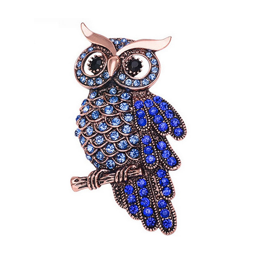 AiSi Delicate Owl Brooch with Austrian Element Crystal for Women Men