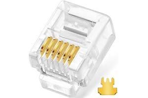 NECABLES 20Pack Telephone Modular Plug RJ11/RJ12 6P6C Connector for Phone Line Cord (Compatible with Both Solid and Stranded Wire)