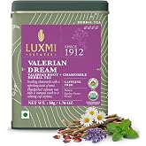 Luxmi Estates Organic Valerian Root, Chamomile, &amp; Lavender Loose Leaf Tea 50g/1.76oz (25 cups) for Sleep | Caffeine Free Wellness Sleep Tea