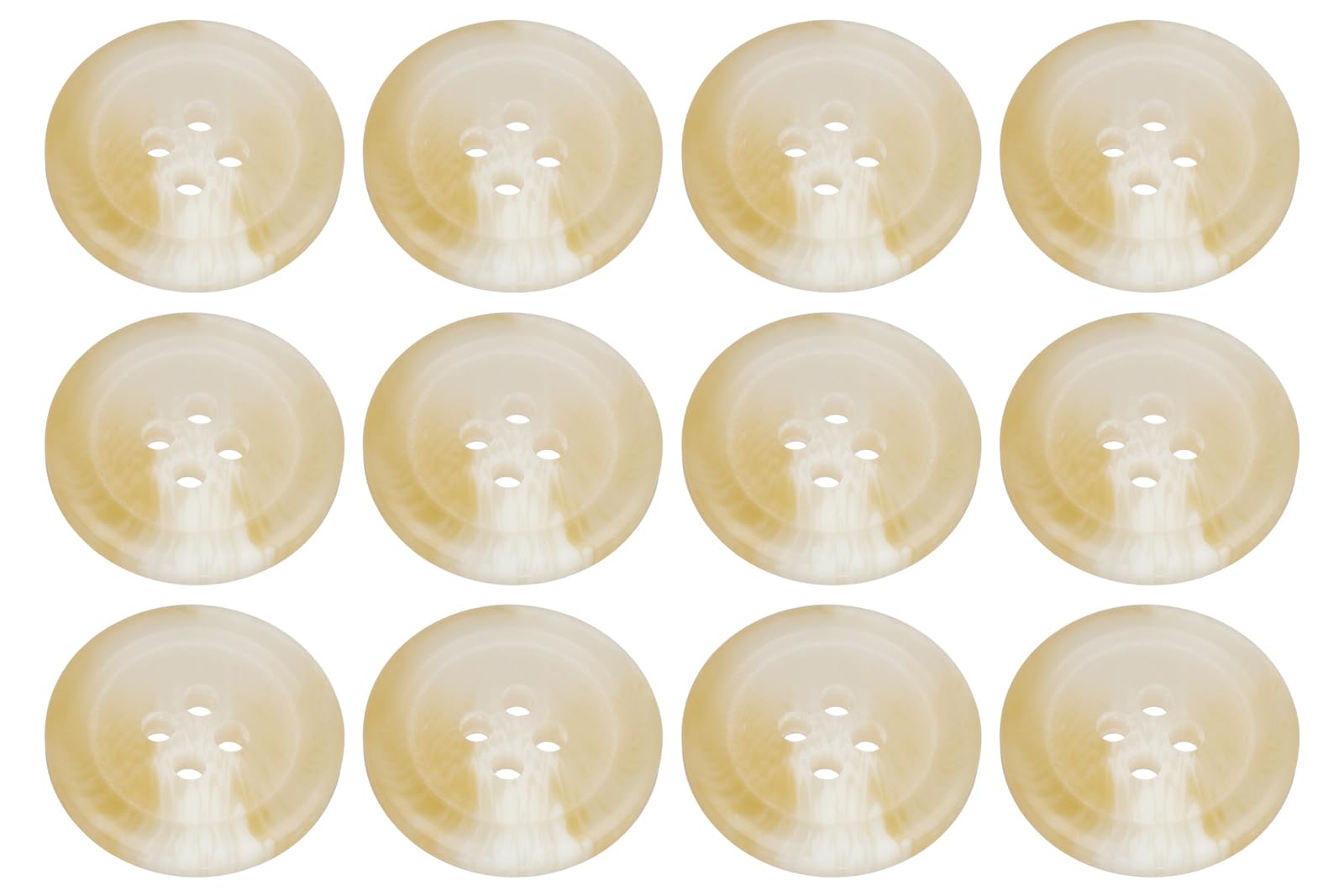 Pack of 12 Cream 18mm Round Faux Horn Sew On Plastic Buttons for Skirts Trousers Suits Shorts Coats Flat 4 Holes 28L