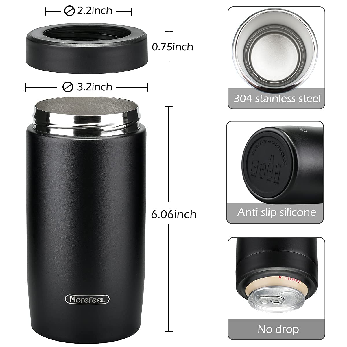 4-in-1 Isolierter Dosenkühler Aus Edelstahl – Für Slim Cans, Standarddosen, Bierflaschen & Als Becher