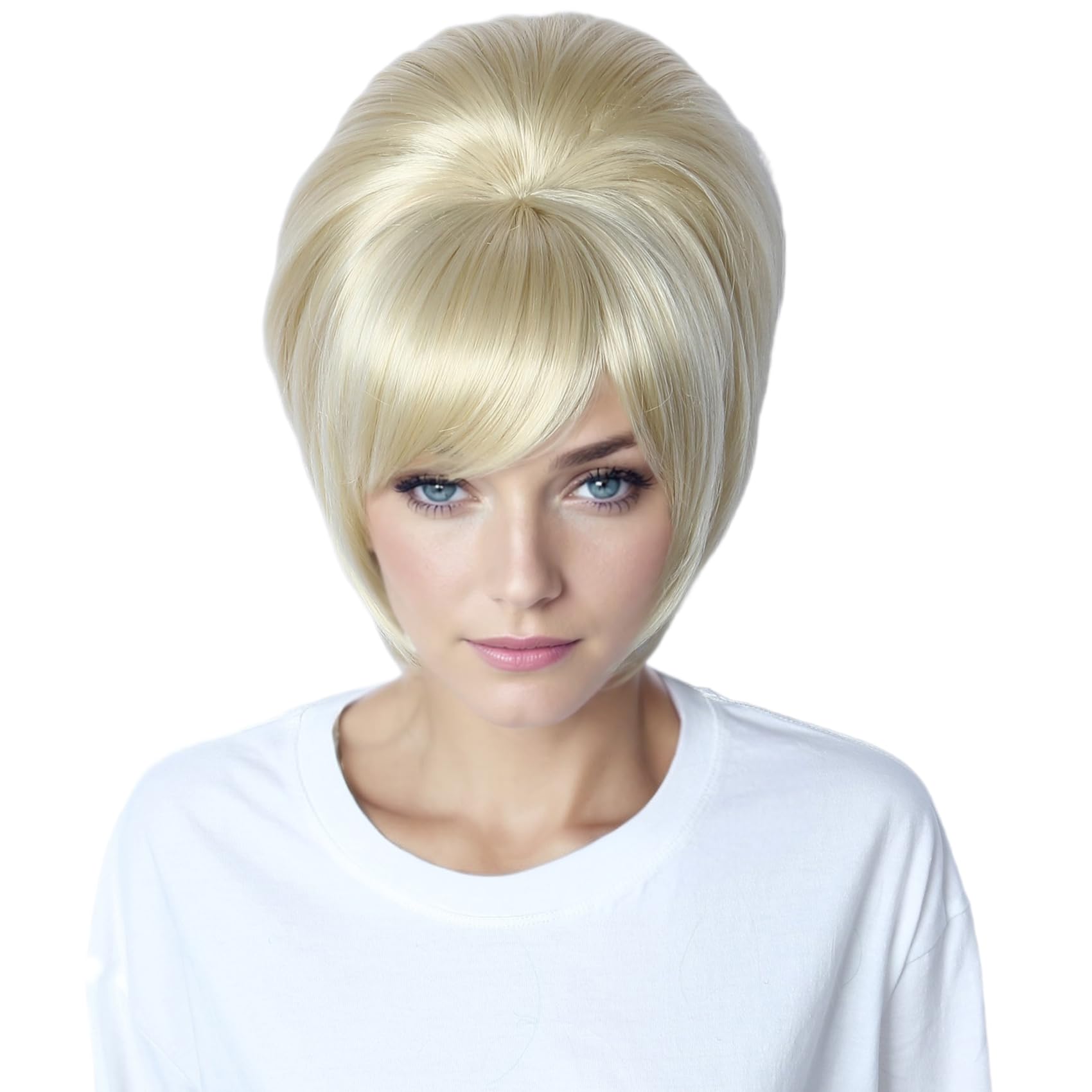 Photo 1 of Linfairy 1960s Short Beehive Wig Perfect for Halloween Party Cosplay Bauffant Wigs (Blonde)