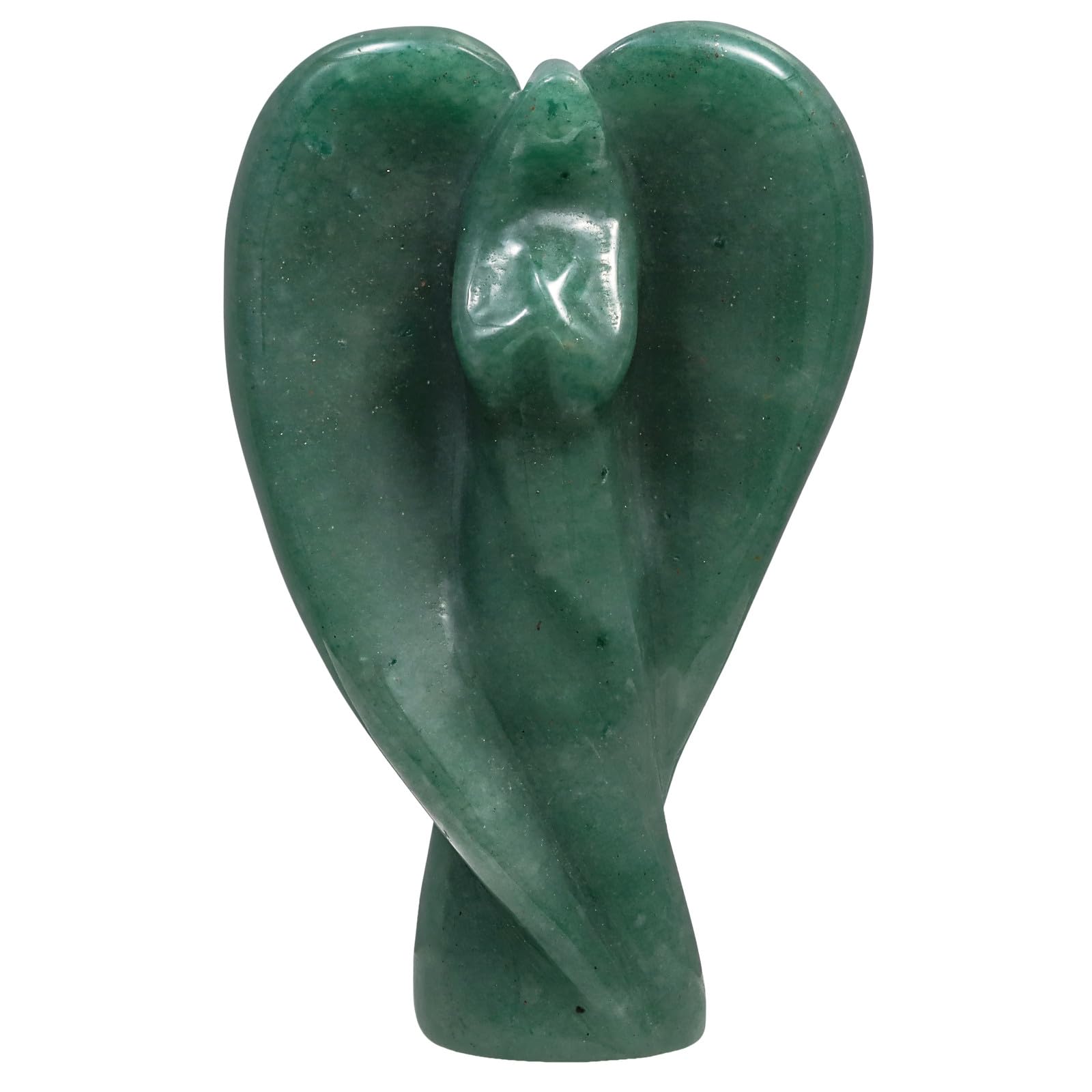 Nupuyai 3.8" Green Aventurine Crystal Abstract Angel Statue, Love Guardian Praying Angel Figurine Hand Carved Stone Pocket Statue Good Luck Home Office Car Decor