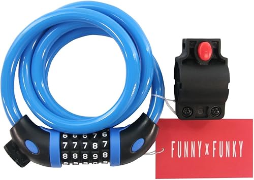 Amazon 自転車ロック ケーブル ワイヤー ダイヤル 5桁 鍵 バイク 盗難 防止 ナンバーロック 説明書付 Funny Funky ブルー Funny Funky ケーブルロック