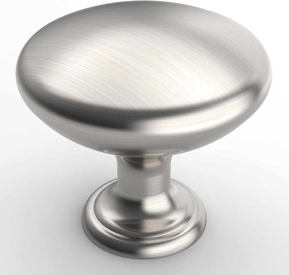 Furniware 12pk Brushed Satin Nickel Round Knobs 1.1" Kitchen Cabinet Drawer