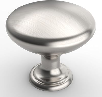 Furniware 12pk Brushed Satin Nickel Round Knobs 1.1" Kitchen Cabinet Drawer