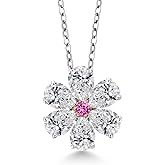 Gem Stone King 925 Silver and 10K Yellow Gold Lab Grown Diamond and Pink Created Sapphire Pendant Necklace for Women | 2.15 Cttw | Gemstone April Birthstone | Pear Shape 6X4MM | With 18 Inch Chain