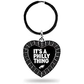 Rico Industries NFL Football Philadelphia Eagles It's A Philly Thing Slogan Black Team Color Rhinestone Heart Keychain