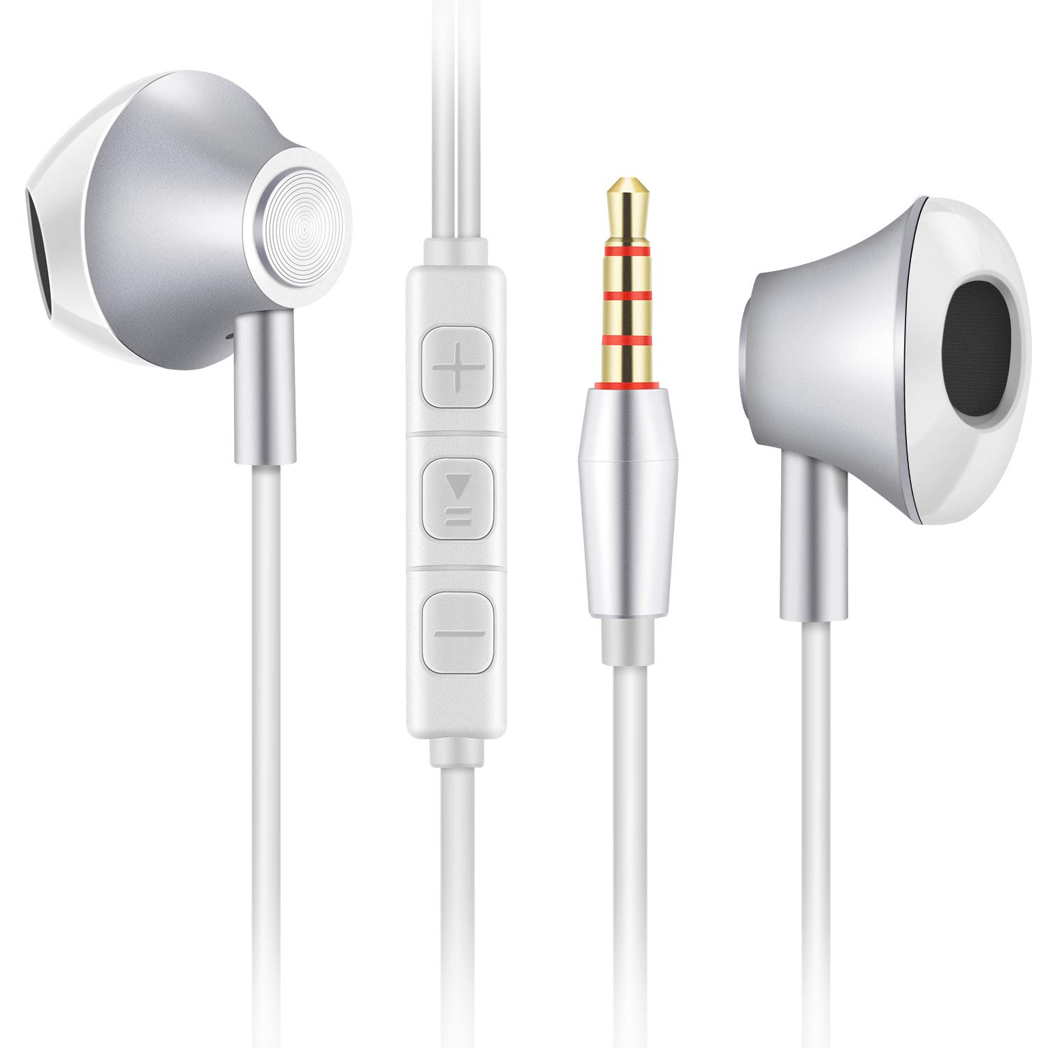 PHEANOO In Ear Earphones with Mic and Volume Control, Pure Sound and Extra Bass Wired Earbuds for 3.5mm devices (Black)