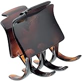 Parcelona French Square Tortoise Shell Cellulose Acetate Covered Spring Pony Hair Updo Jaw Hair Claw Clip Clamp Clutcher - 1 3/4 inch