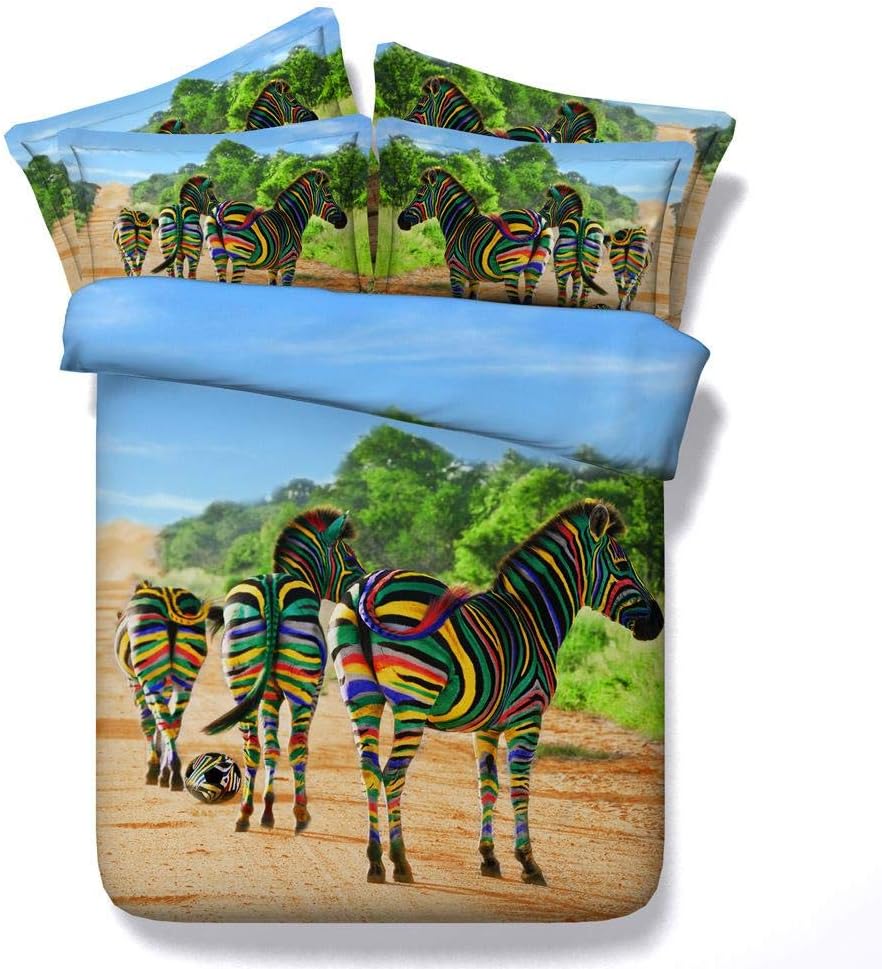 3D Bedding Color Zebra 3D Print Design Effect Quilt Cover and Pillowcase Hd Digital Printing