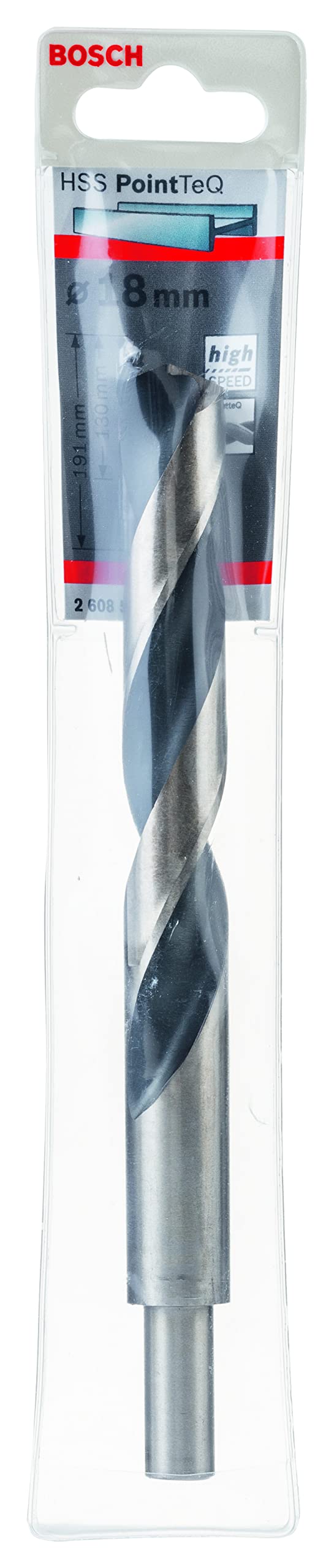 Bosch Professional PointTeQ HSS Twist Drill Bit (for Metal, Reduced Shank, 18 x 130 x 191 mm, Accessories for Drill Driver)