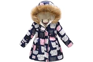 Miss Bei Girl's Winter Coat Jacket Hooded Kids Toddler Flower Print Parka Outwear Warm Cotton Puffer Hooded Jacket