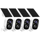 2K FHD Solar Powered Security Cameras Wireless Outdoor,WiFi Wireless Cameras,Outside Cameras for Home Security,AI Motion Detection,Color Night Vision,Spotlight,Siren Alarm,SD/Cloud Storage,4 Pack