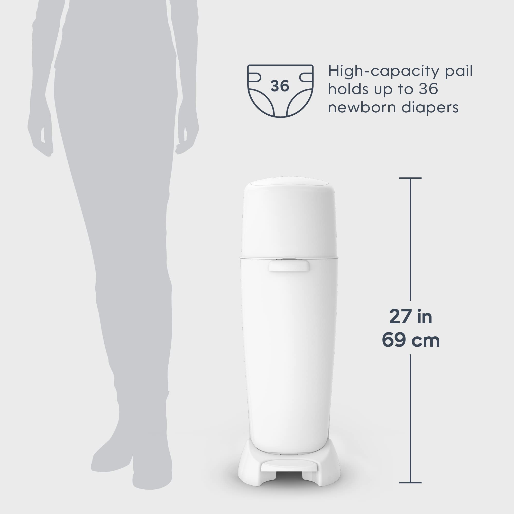 Playtex Diaper Genie Complete Pail with Built-In Odor Controlling Antimicrobial, Includes Pail & 1 Refill, White , 8.36 Pound