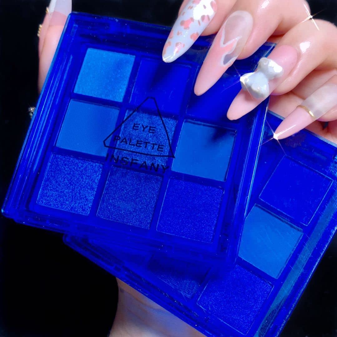 AMY'S DIARY Blue Eyeshadow Palette Eye shadow Makeup,Navy Blue Eyeshadow Shiny Sparkle Shimmer Glitter Eyeshadow Waterproof Pallete,royal blue Glitter Blue Eye Make Up