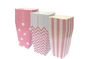 ERNITES 24 Pack Popcorn Boxes, Paper Popcorn Bags, Stripe Printed Paper Popcorn Containers, Movie Night Popcorn Boxes Mini Po