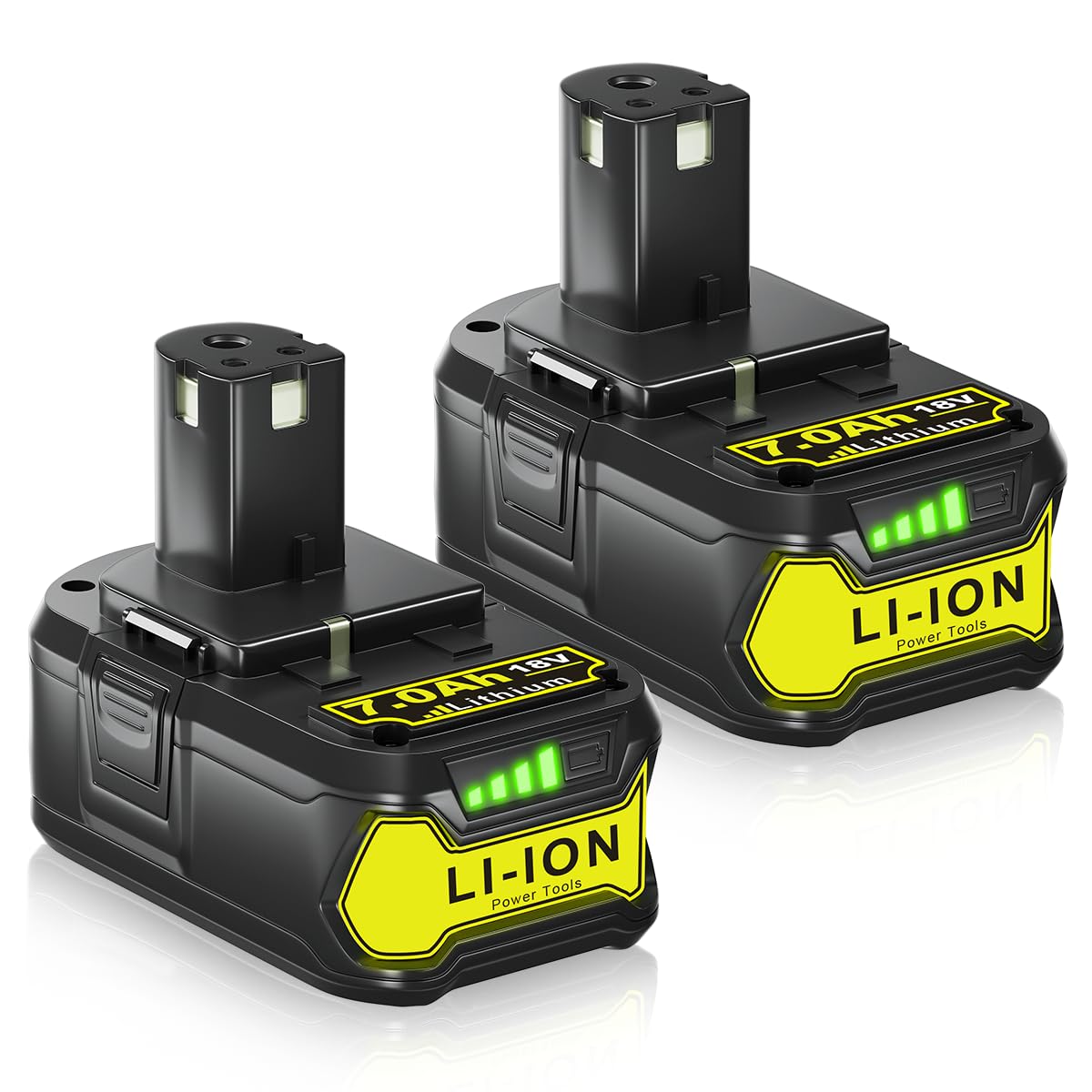 Photo 1 of LUMSING P108 2Pack 7.0Ah 18Volt Replacement for Ryobi 18V Battery Lithium Compatible with Ryobi Battery 18V P102 P103 P104 P105 P107 RB18L50 BPL1820 Cordless Power Tools with LED Indicator