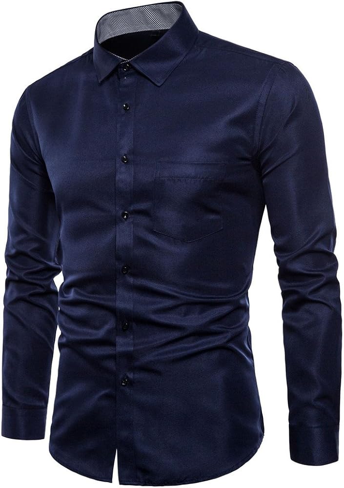 Hot Zlolia Men's Oxford Formal Casual Suits Long Sleeve Slim Fit Tee Dress Shirts Blouse Top: Clothing