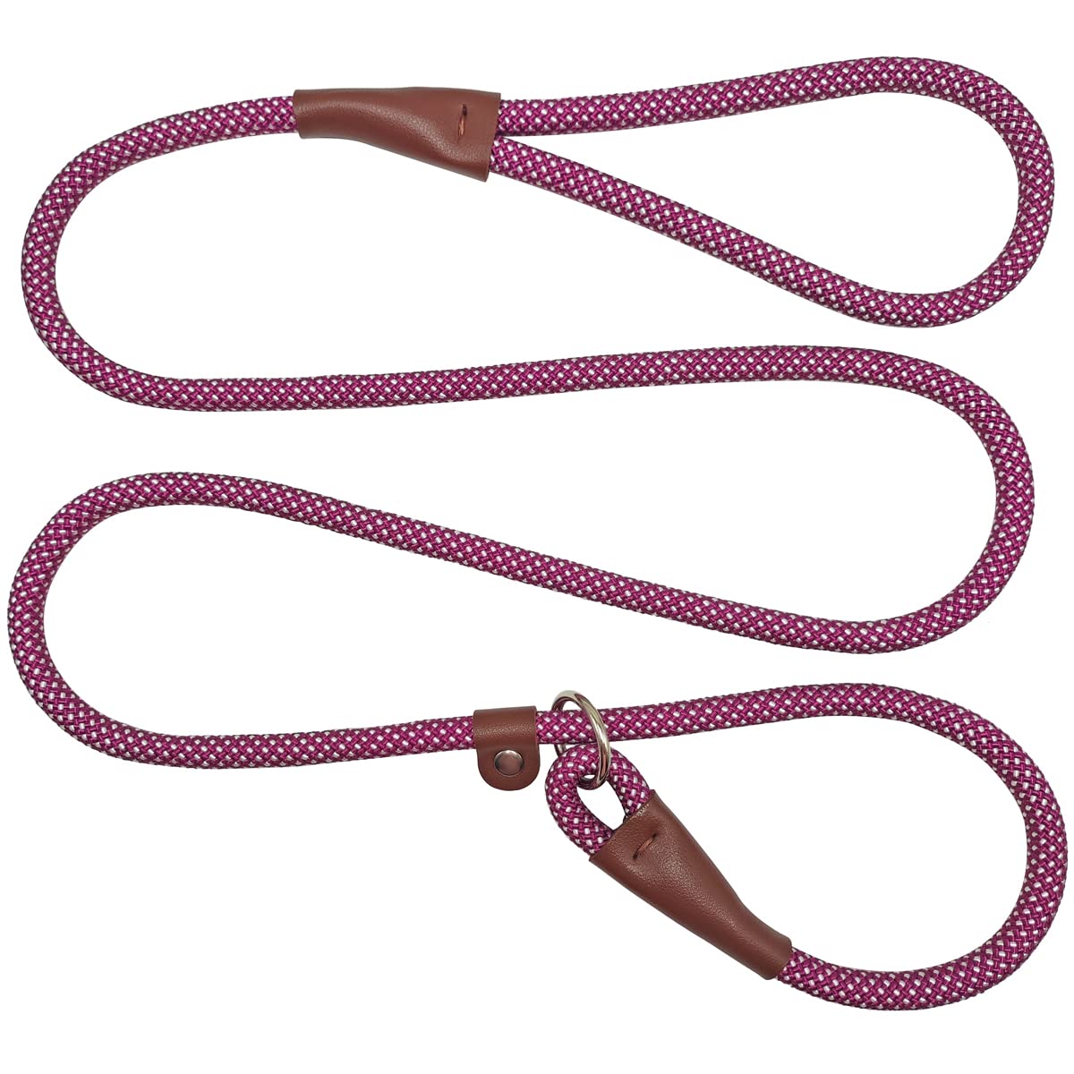 BTINESFUL 5FT Durable Slip Lead Rope Dog Leash, No Pull Nylon Training Leash for Medium Large Dogs, 1/2" X 5', Purple-White Dot