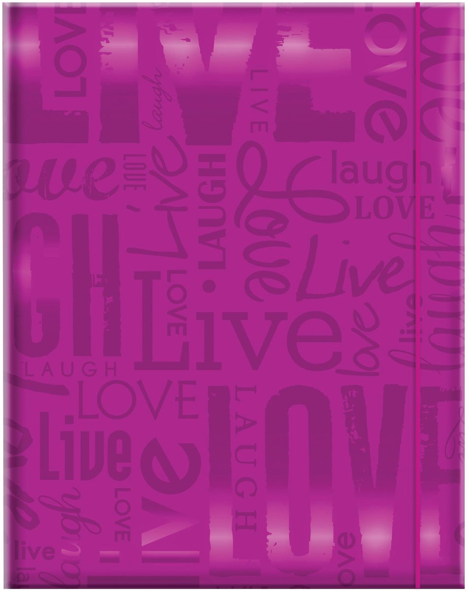 MCS Industries 100 Pocket Big Max Embossed Live Laugh Love Album, Bright Purple, Vinyl, 12.4 x 4.78 x 16.51 cm
