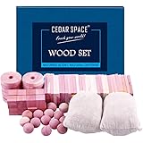 Cedar Blocks for Closet Storage, Cedar Balls, Cedar Rings, Cedar Sachets,72 Set Clothes Protection & Mustiness…